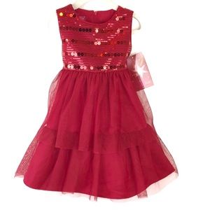 NWT Girls Red Sequin Bodice Tulle Dress Size 2T/3T